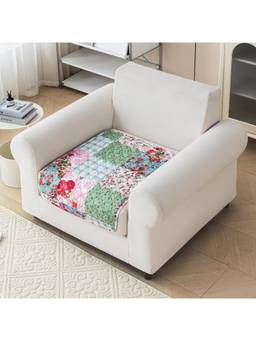 House of Quirk - Quilted Printed Anti Slip Flora Jade Sofa Mat