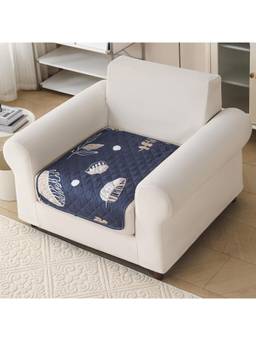 House of Quirk - Quilted Printed Anti Slip Paisley Charcoal Sofa Mat