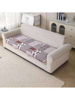 House of Quirk - Quilted Printed Anti Slip for Living Room Furniture Boho Brown 3 Seater Sofa Mat