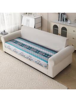 House of Quirk - Quilted Printed Anti Slip for Living Room Furniture Boho Green 3 Seater Sofa Mat