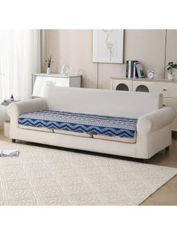 House of Quirk - Quilted Living Room Furniture Boho Navy Blue 3 Seater Sofa Mat