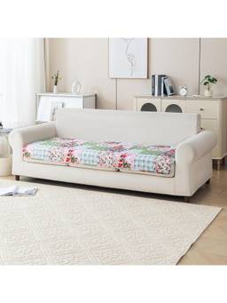 House of Quirk - Quilted Printed Anti Slip for Living Room Furniture Flora Jade 3 Seater Sofa Mat