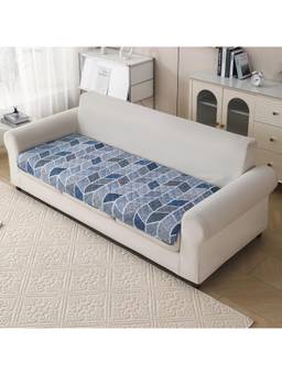 House of Quirk - Quilted Printed Anti Slip for Living Room Furniture Hexa Blue 3 Seater Sofa Mat