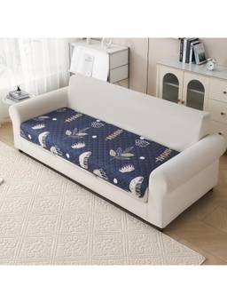 House of Quirk - Quilted Living Room Furniture Paisley Charcoal 3 Seater Sofa Mat