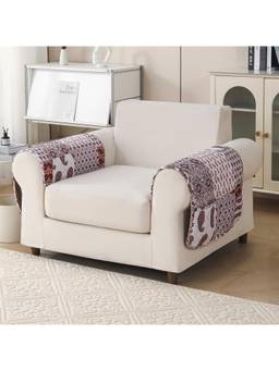 House of Quirk - Quilted Printed Anti Slip Armrest Boho Green Sofa Mat (1 Seater) (Pack of 2)