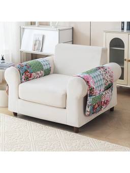 House of Quirk - Quilted Printed Anti Slip Armrest Flora Jade Sofa Mat (1 Seater) (Pack of 2)