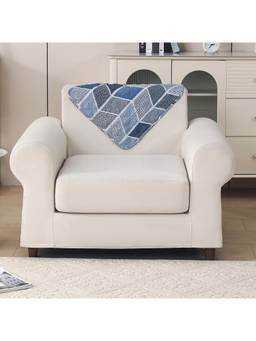 House of Quirk - Quilted Anti Slip Backrest Hexa Blue Sofa Mat (1 Seater)