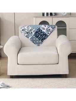 House of Quirk - Quilted Anti Slip Backrest Paisley Blue Sofa Mat (1 Seater)