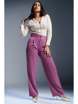 FREAKINS - Rose Rush Solid Double Button Korean Pant