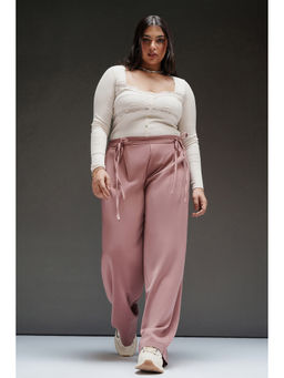 FREAKINS - Pink Mousse Curve Drawstring Korean Pant