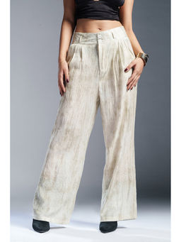 FREAKINS - Mellow Beige Sheer Double Button Korean Pant