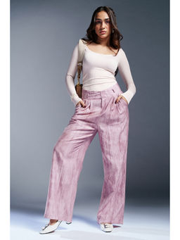 FREAKINS - Tranquil Pink Sheer Double Button Korean Pant