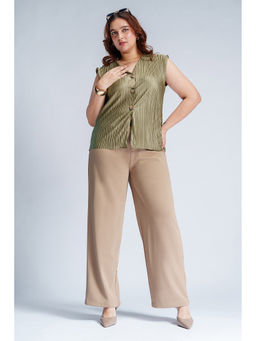 FREAKINS - Champagne Beige Curve Textured Korean Pant