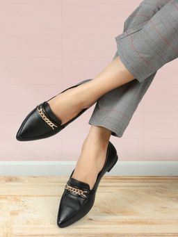 ELLE - Womens Fashionable Black Color Solid Comfortable Loafers