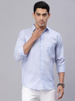 NEUDIS - Men Sky Blue Full Sleeves Casual Shirt