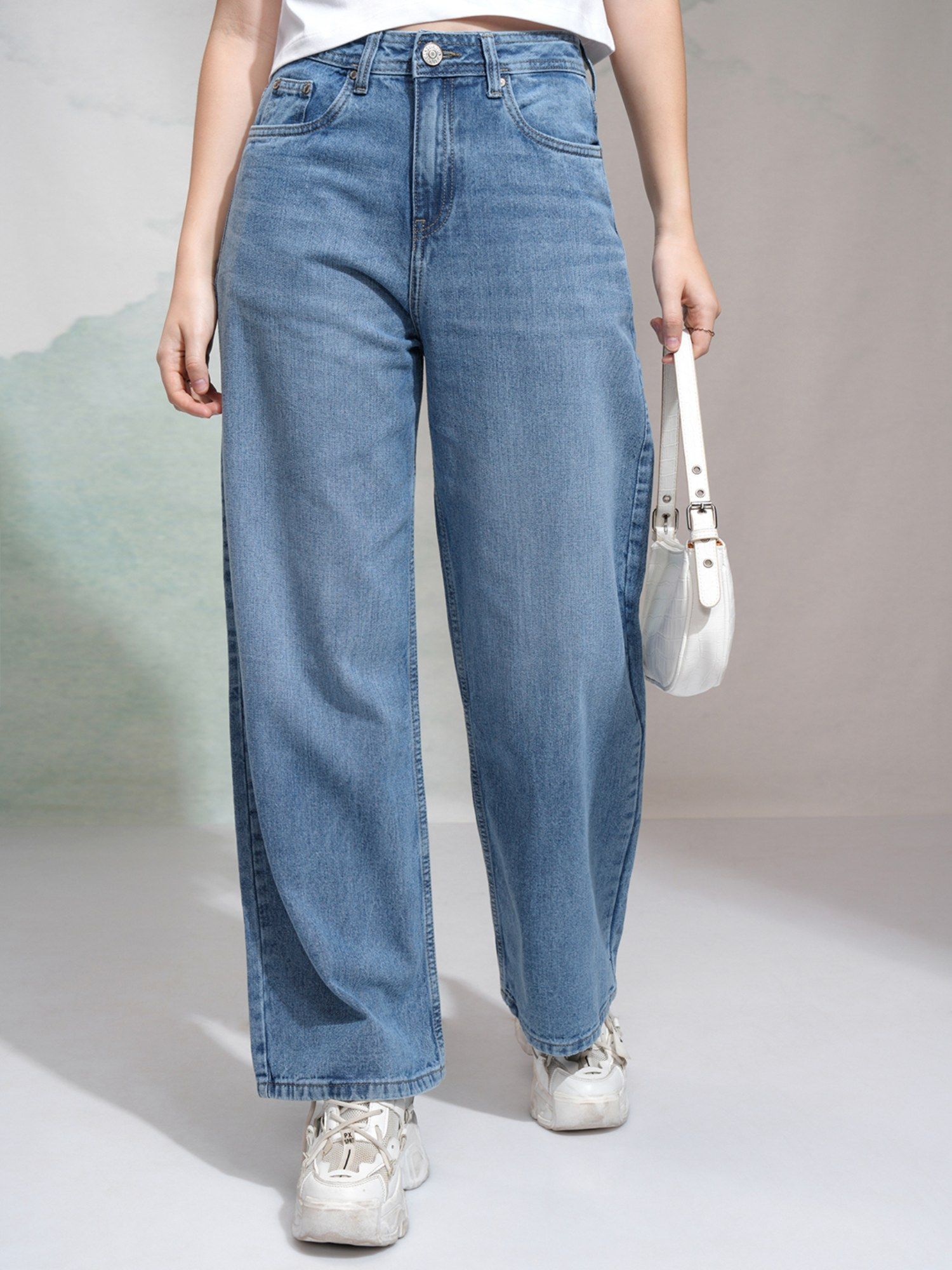 Women High Waist Flared Jeans-image-44