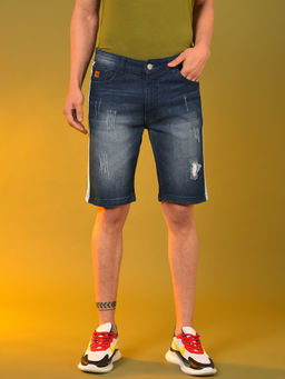 Campus Sutra - Men Side Striped Stylish Casual Denim Shorts