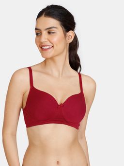 Zivame - Padded Non Wired Full Coverage Mastectomy Bra - Beet Red