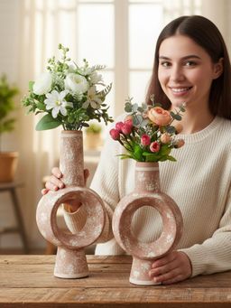 ELARE - Rustic Speckled Ring Vases (Pack of 2)