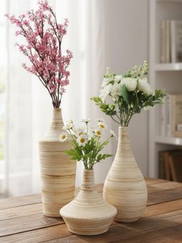 ELARE - Classic Gourd Shape Ceramic Vase Trio (Pack of 3)