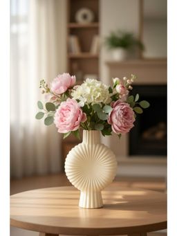 ELARE - Sunburst Disc Vase Cream Color