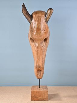 Gibox - Wooden Bull Head Decorative Showpiece