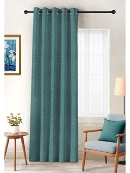 CASABLEU - Twillbone Digital Printed Teal Blackout Door Curtain