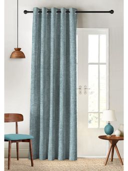 CASABLEU - Textura Digital Printed Teal Blackout Door Curtain