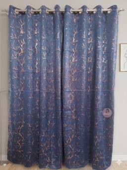 CHHAVI INDIA - 7FT Printed Door Curtain Modern Metallic Branch Design Eyelet Curtain (Pack of 2)