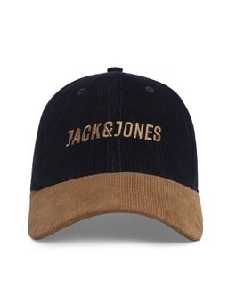 Jack & Jones - Navy Blue Logo Print Suede Baseball Cap