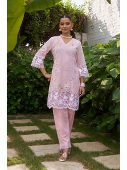 Autumnlane - Women Pink Floral Kurta with Pant
