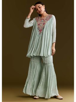 KALKI FASHION - Women Blue Embroidered Kurta with Sharara