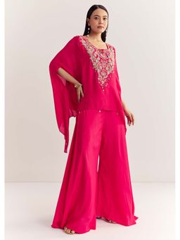KALKI FASHION - Women Pink Embroidered Kaftan Tunic with Inner & Palazzo