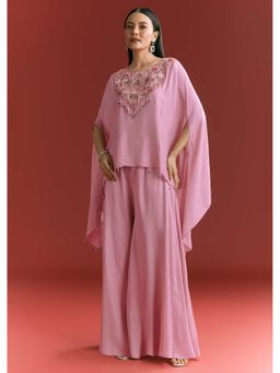 KALKI FASHION - Women Pink Embroidered Kaftan Tunic with Inner & Palazzo