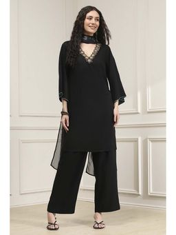 Biba - Women Black Solid Kurta with Palazzo & Dupatta