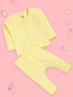 The Mom Store - Pastel Yellow Infant Top and Pyjama (Set of 2)