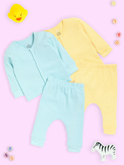 The Mom Store - Pastel Yellow & Pastel Blue Infant Top & Pyjama (Pack of 2)