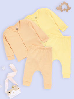 The Mom Store - Pastel Yellow & Pastel Orange Infant Top & Pyjama (Pack of 2)