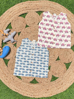 The Mom Store - Turtle & Elephant Printed Infant Jabla (Pack of 2)