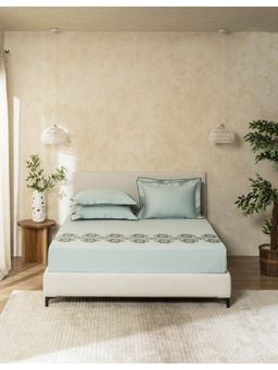 SANSAAR A D'DECOR BRAND LIVE CONSCIOUSLY - Set Eb 305-Dahlia-Misty Blue Bedsheet King