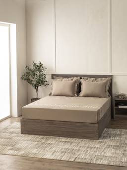 SANSAAR A D'DECOR BRAND LIVE CONSCIOUSLY - Set Er 102-Meridian-Taupe Bedsheet King