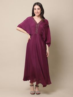 Ewoke - Wine Drape Dress