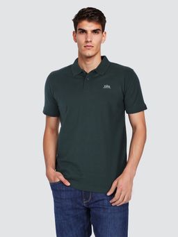 Lee - Men Solid Green Regular Fit Polo T-Shirt