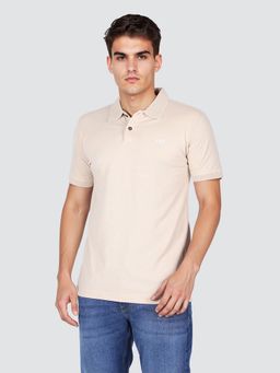Lee - Men Solid Beige Regular Fit Polo T-Shirt