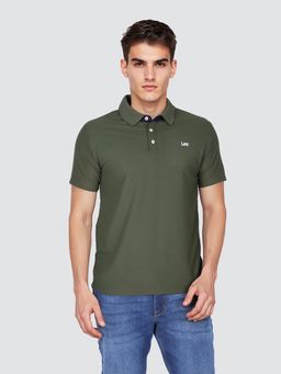 Lee - Men Solid Olive Regular Fit Polo T-Shirt