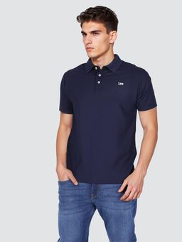 Lee - Men Solid Navy Blue Regular Fit Polo T-Shirt