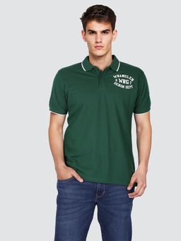 Wrangler - Men Hd Printed Green Polo T-Shirt