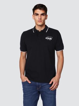 Wrangler - Men Hd Printed Black Polo T-Shirt