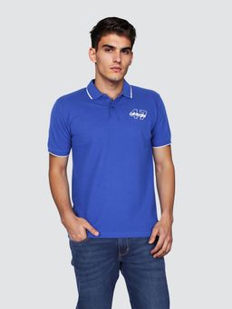 Wrangler - Men Hd Printed Blue Regular Fit Polo T-Shirt