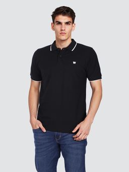 Wrangler - Men Solid Black Regular Fit Polo T-Shirt